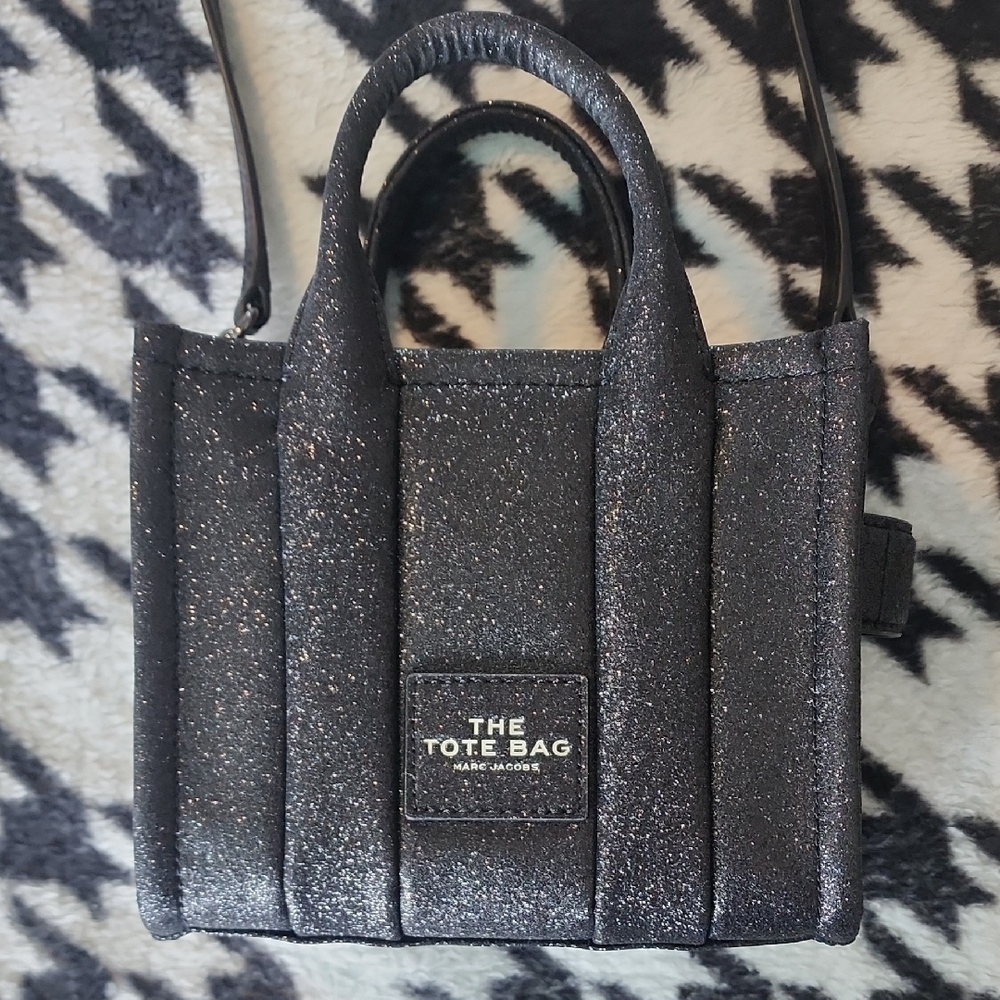 Marc Jacobs Mini Black Glitter Tote Bag - Picture 2 of 10